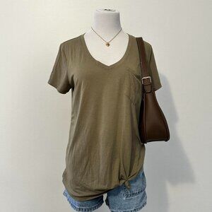 front tie knot green blouse so clothing